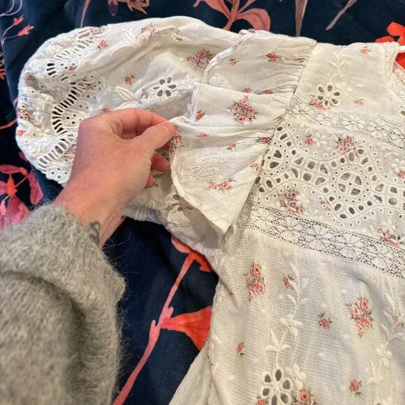 LoveShackFancy Tilda Top in French Cream XS - Picture 6 of 11